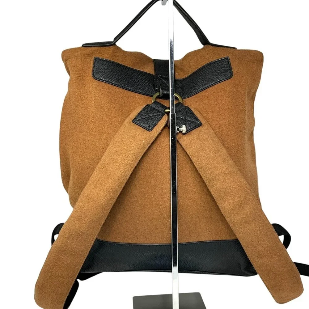 Ted Baker Cashed Fold Over Rucksack Backpack Camel Brown Black Laptop Sleeve - Picture 5 of 11